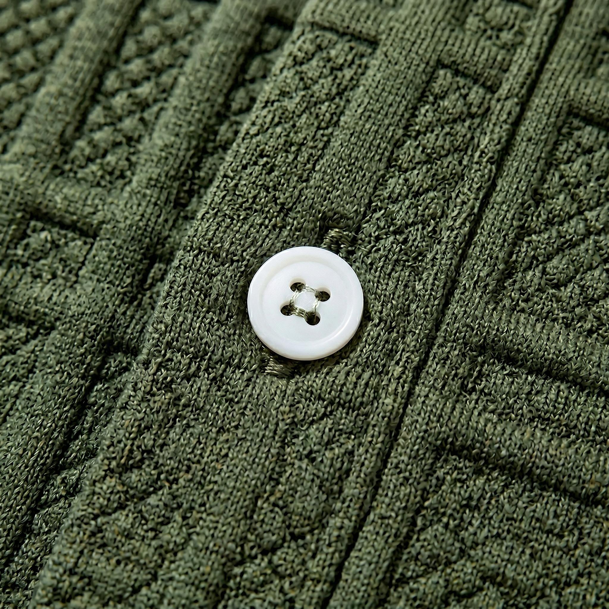 Men's 2 Piece Outfit, Textured Knit Button Down Shirt & Shorts Set for Summer