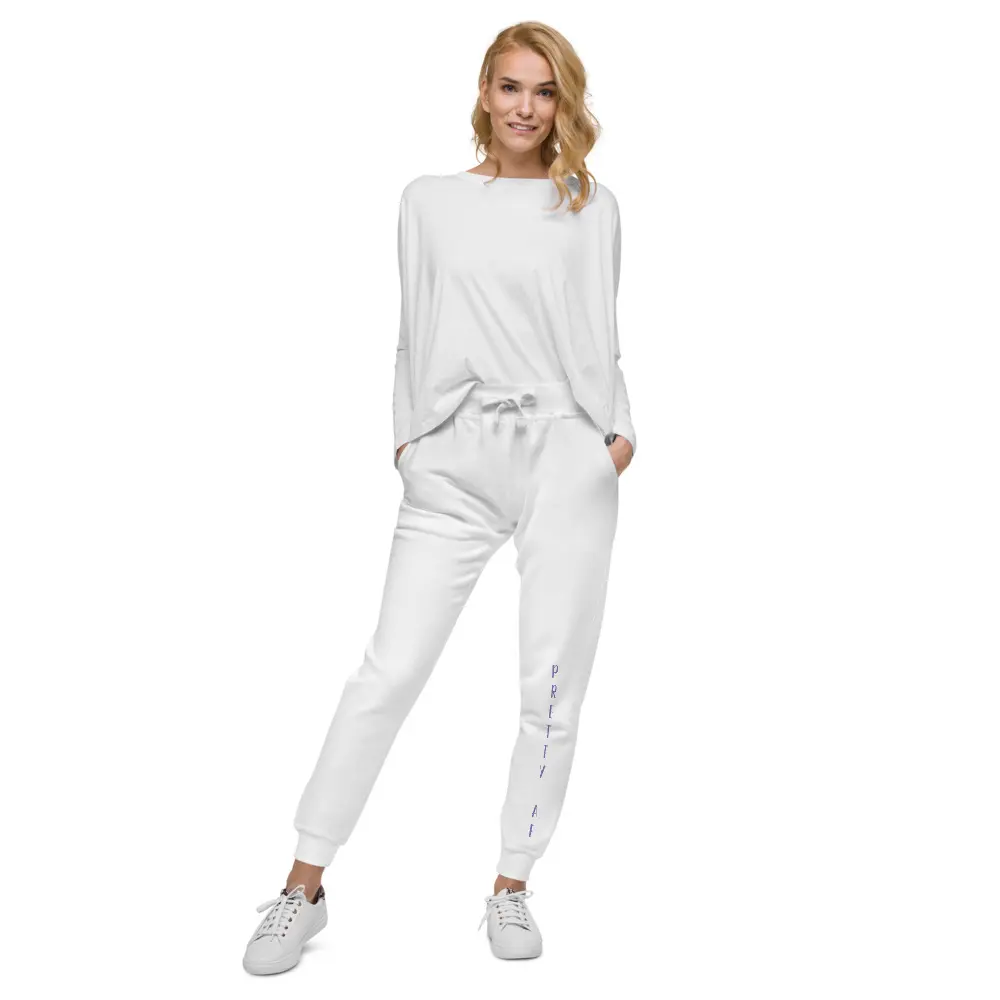 PRETTY AF white fleece sweatpants
