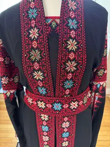 Luxury 2-Piece Embroidered Abaya Set – Chiffon Overlay with Inner Dress & Belt