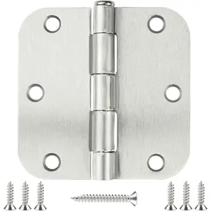 Door Hinge 3 1/2" 18 Pack Rounded Door Hinges Satin/Brushed Nickel 3.5" x 3.5 Inch Hinges for Doors Interior 5/8" Radius Corners Residential  Heavy Duty Steel,Reversible Removable Pin Hinge