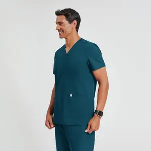 Zenir | Men's Double Pocket Scrub Top - Ocean Teal