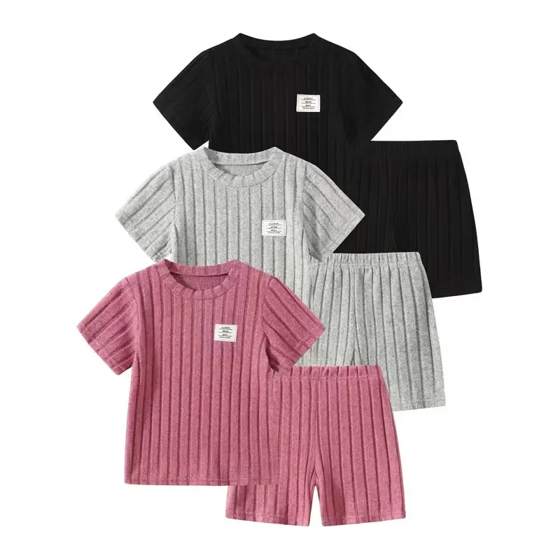#SummerVibes 6-piece girls short-sleeved shorts summer suit 4-14-year-old girls outdoor sports and leisure fashion children's wear children's best-selling clothing.