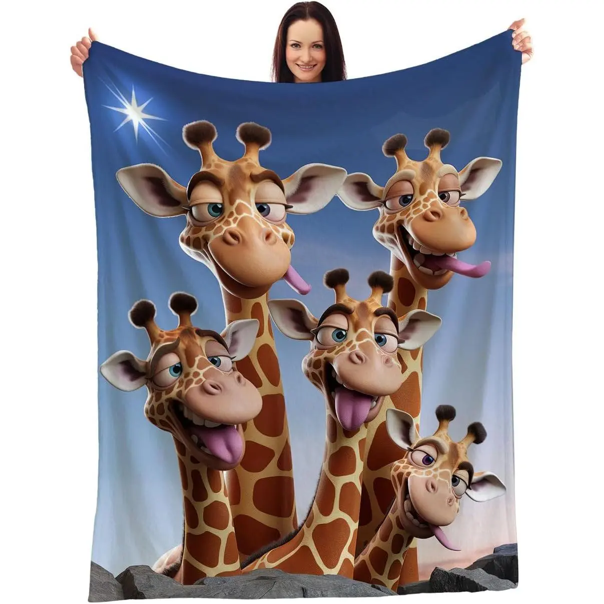 Giraffe Selfie Blanket - Soft Plush for Bed - Perfect for Women Men and Kids - Cozy Giraffe Blanket for All Ages - Adorable Giraffe Animal Blanket