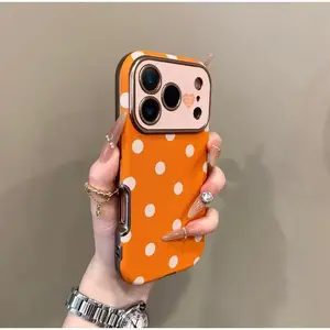 Chic Oversized Window Polka Dot Shockproof Case for iP17Promax/16/15/14 - Luxury & Unique Protection for Your Phone Aesthetic Cellphone Smartphone Casing