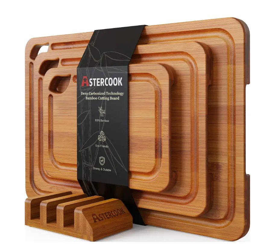 Premium Bamboo Cutting Board, Natural Wood Chopping Board for Kitchen Food Prep, Durable, Knife Friendly, Eco-Friendly Design
