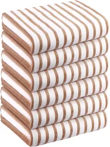 6 Pack Microfiber Towels 27x55 Large | Quick Dry Absorbent Beach Bath Set | Cabana Stripe Pool Gym Yoga | Hair Wrap Travel Towel Coffee 2026