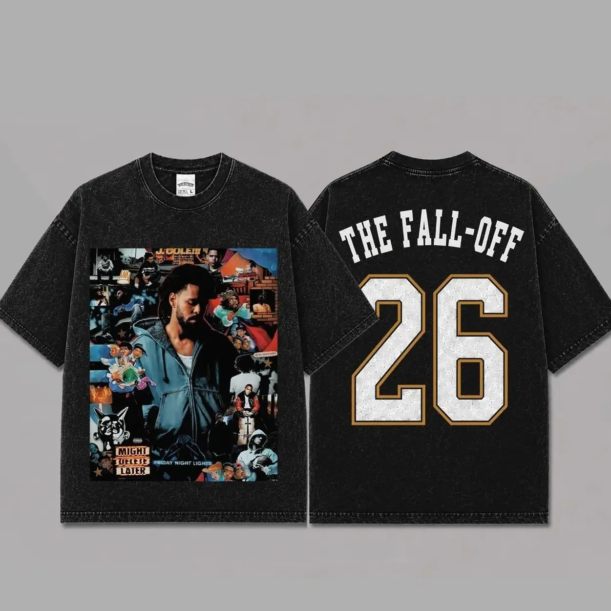 J Cole The Fall Off 2026 Acid Washed Unisex Oversized Premium Cotton T-Shirt, Vintage Music Merch T-Shirt, Music Rap Style, New Album Gift For Fans
