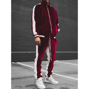 Men'S Velour Tracksuit Sweatsuit Set Jogging Suits Full Zip Casual Jackets Pants 2pcs Outfit Athletic Workout