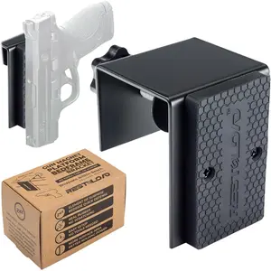 Bedside Holster Magnetic Handgun Mount, Pistol Mount, Mounted on Standard or Platform Bed Frames, Mattress Side Mount, Bedside Holster Mount with Rubber Covered Magnets, Quick Access System