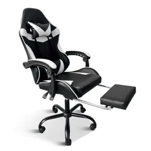 Bellemave Racing Video Backrest and Seat Height Recliner Gaming Office High Back Computer Ergonomic Adjustable Swivel Chair with Footrest, Premium Leather, Sturdy Metal Frame, 360° Swivel, Lumbar Support