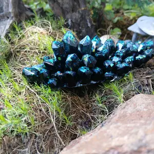 Black and Blue Iridescent Resin Crystal Cluster for Home Decor