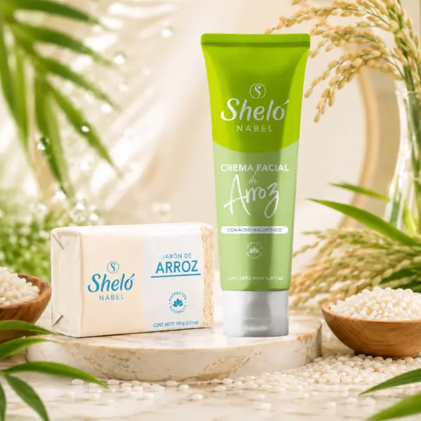 Sheló Nabel Rice Facial Cream and Soap with Hyaluronic Acid | Daily Facial Moisturizer | 100 mL