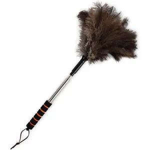 Extendable Ostrich  Duster 26-55 Inch,  Cleaning Duster with Sponge Grip and Stainless Steel Extension Pole  for High Ceilings, Fans, Blinds, Furniture, Interior & Roof Dusting.