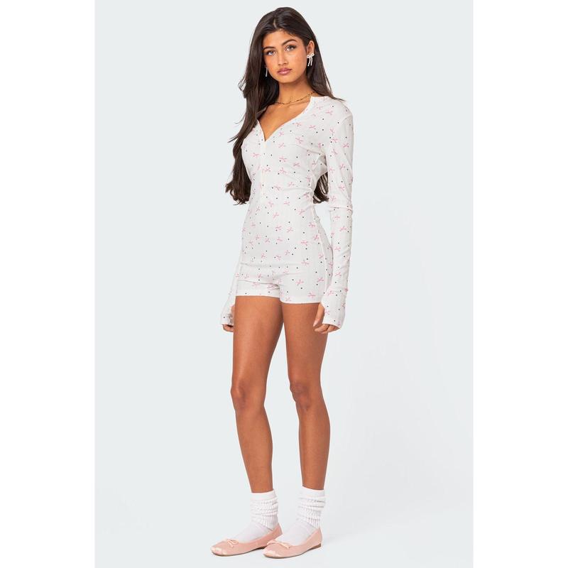 Mindy Printed Pointelle Romper