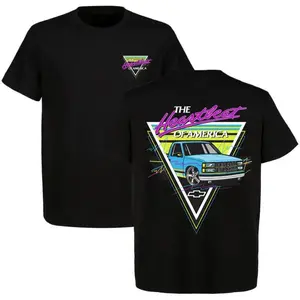The Heartbeat of America Chevrolet T-Shirt – Retro 80s Vibe Chevy Pickup Graphic T-Shirt for Truck Enthusiasts, Neon Street Style Inspired Car Lover's Gear