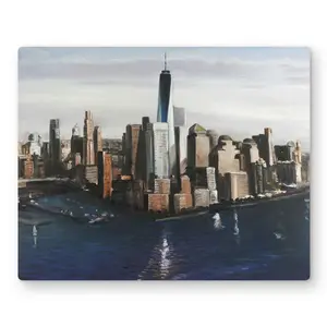 212 MAIN Minimalist Artistic New York City Brown Aluminium Metal Print Wall Artwork - 16x20 in, Lightweight Urban Skyline Cityscape, Vibrant Energy Home Decor Gift for Room Decoration