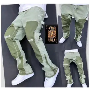 2025 Vintage Men's Jeans Distressed Vibe Bell Bottoms Clean Fit Woodworking Workwear Denim Pants For Outdoor Trade