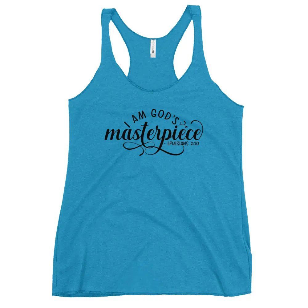Women's Form-Fitting God's Masterpiece Tank Top, Poly-Cotton-Rayon Fabric, Pre-Laundered, Raw Edges, All-Day Wear