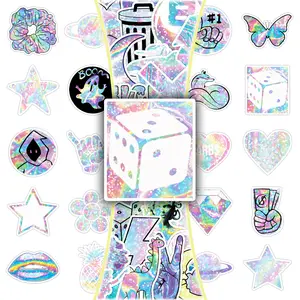 50 Pcs Holographic Laser Stickers for DIY Crafts, Phone Case, Scrapbook – Cool Glitter Decals