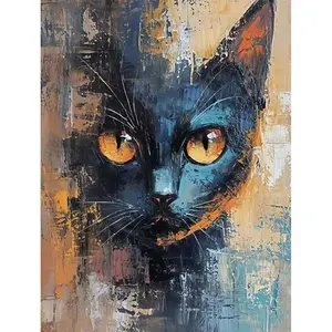 1PCS Black Cat, 16x20 Inch, Frameless, Suitable for Art Students DIY Digital Painting Kit, Professional Paintings, Paint by Numbers, Handcraft Art Set, Acrylic Painting, Art Supplies, For Home Wall Decoration and Gifts, Frame Not Included