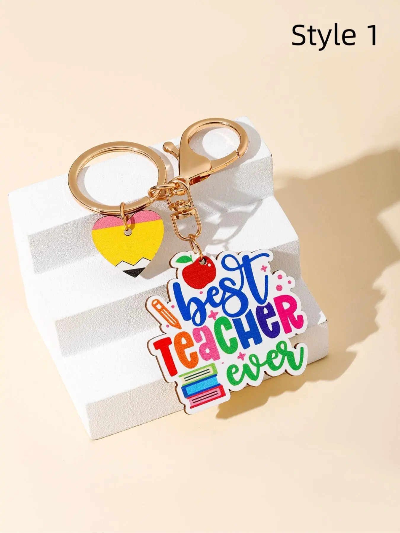 Creative Heart & Slogan Design Keychain, Personalized Heart Tag, Cute Keychain for Teacher, Keychain Bag Pendant, Car Keychain Accessories As Gift, Fashionable Alloy Keychain