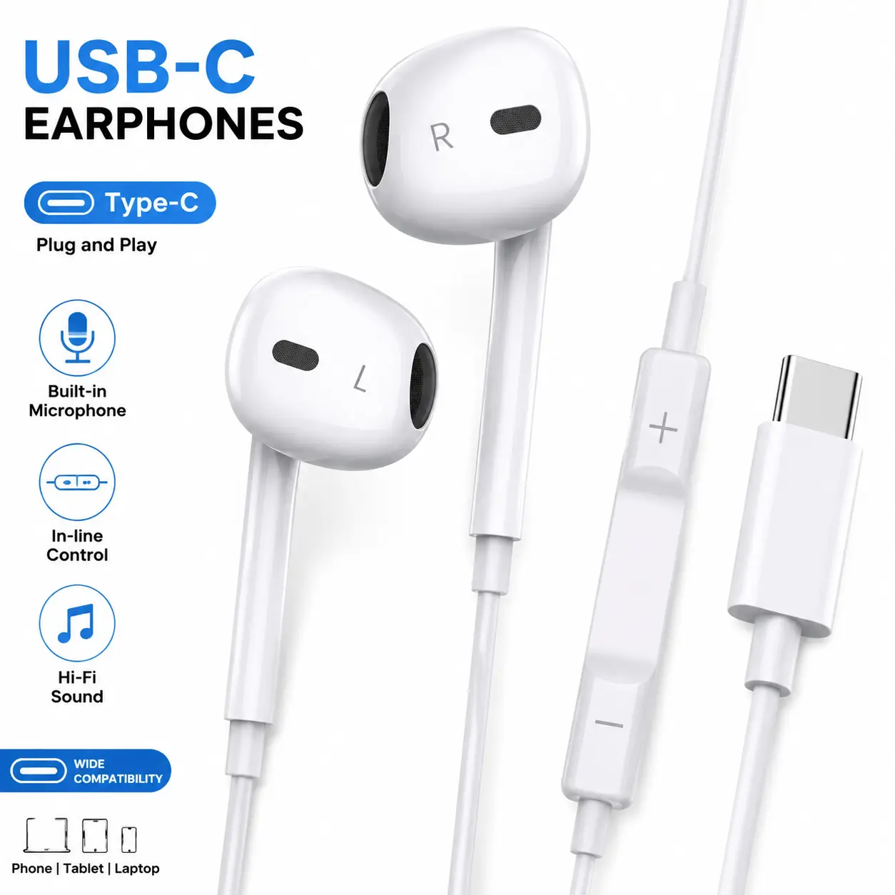 Wired Lightning In-Ear Earbuds Built-in Microphone, Volume Control Hands-Free Call Headphones, Plug & Play Music Earphones, Great Gift for Family & Friends Compatible for iPhone