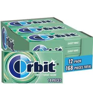 ORBIT Sweet Mint Sugar Free Individually Wrapped Chewing Gum Mint Bulk Box , 12 Packs of 14-Pieces (168 Total Pieces)