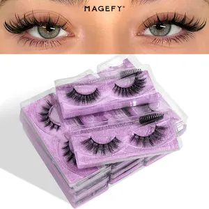 MAGEFY False Eyelashes Kit,20 Pairs 4 Styles,Wispy Cat-Eye & Natural Curling Strip Lashes with Tools, Summer Makeup Eye Extension Set