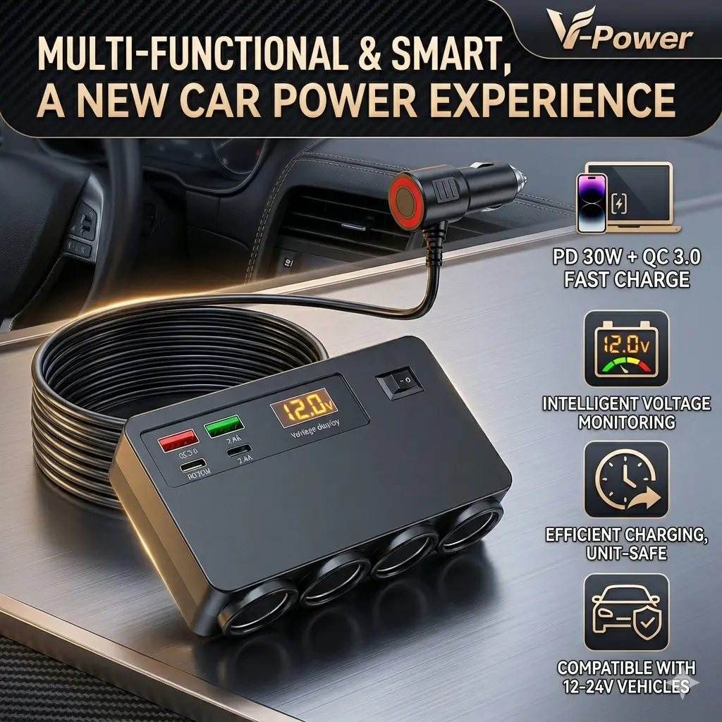 120W Multi USB Car Charger Fast Charge, 8-in-1 Smart PD Vehicle Power Adapter, Multiport Car Charger Block Compatible with iPhone 16/15/14, Samsung Galaxy, iPad, Road Trip Essentials