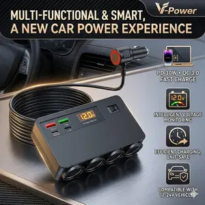 120W Multi USB Car Charger Fast Charge, 8-in-1 Smart PD Vehicle Power Adapter, Multiport Car Charger Block Compatible with iPhone 16/15/14, Samsung Galaxy, iPad, Road Trip Essentials