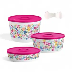 Wildflower 3-pc Set Serving Bowl Includes One of the Following Wildflower Print Stackable Bowls with Seals 2.5L/4.3L/6.6L