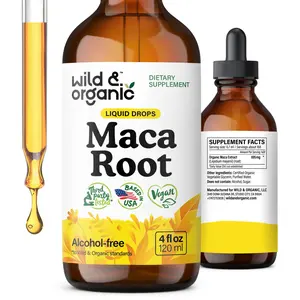 Wild & Organic's Maca Root Liquid Drops for Men & Women - Peruvian Maca Tincture for Overall Support - Vegan, Sugar & Alcohol-Free Supplement