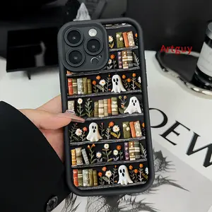 Case for iPhone 16 Pro Max 15 Plus 16E 14 13 12 11 XS XR Ghostly Bookshelves Advanced fashion gift Drop Protection Shockproof Soft Silicone smartphone Cover