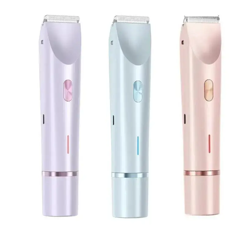 Portable Bikini Trimmer for Women, USB Rechargeable 2-in-1 Facial and Body Hair Remover, Waterproof Wet & Dry Electric Razor for Travel, Dorm, Bikini Line and Daily Grooming