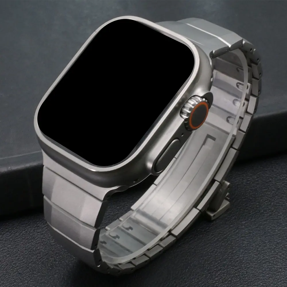 Men Luxury Metal Strap Smartwatch Strap for Apple Watch Ultra 2 49mm 10 46mm Stainless Steel Bracelet for IWatch 9 8 7 Se 6 5 4 46mm 45mm 44mm Band Watch Straps Wearable Accessory Smart Watch Accessories