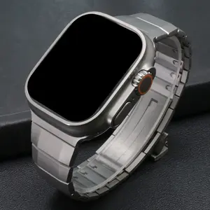 Men Luxury Metal Strap Smartwatch Strap for Apple Watch Ultra 2 49mm 10 46mm Stainless Steel Bracelet for IWatch 9 8 7 Se 6 5 4 46mm 45mm 44mm Band Watch Straps Wearable Accessory Smart Watch Accessories