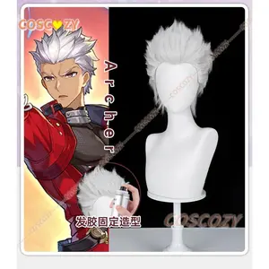 Archer Cosplay Wig Honkai Star Rail Fate Short Silver Slicked-back Hair Wigs For Men Women Party Carnival Halloween Free Wig Cap