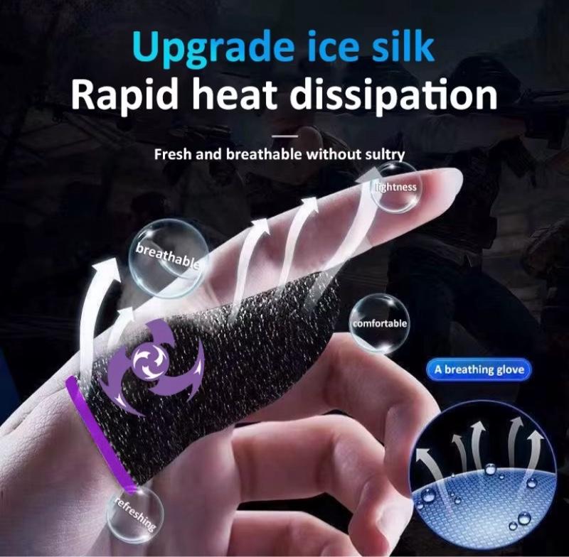 2 pcs in each pack Silver fiber gaming finger sleeves designed specifically for esports absorb sweat prevent accidents touches