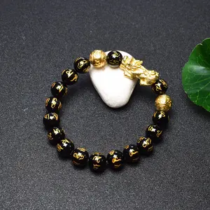 Black Obsidian Wealth Feng Shui Bracelet for Men & Women with Sagin Pixiu Character for Protection, Suitable for Any Occasion, Unisex