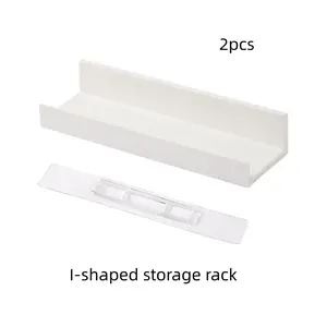 2PCS Classic Floating Shelf with Adhesive Strip, Wall-Mounted Plastic Storage Rack for Bedroom Living Room Bathroom Kitchen Decor, Hanging Organizer