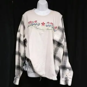 Bike Week Harley Flag Skull Upcycled Oversized Flannel