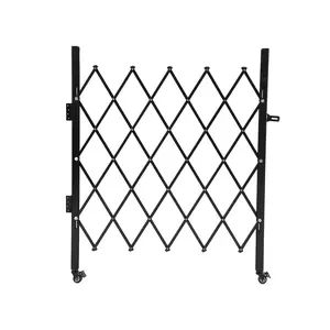 Garvee Heavy Duty Steel Folding Security Gate with Lockable 360° Swivel Casters, Expandable Retractable Scissor Door for Outdoor Use in Courtyard, Garage, Garden, and Pool Areas, Black, 87"×85"