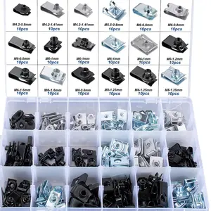 180pcs Extruded U-Nuts Quick-Select Assortment for Body Bumper Fender Engine Radiator Air Deflector Lamp Splash Shield Support Nut