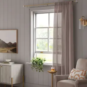 54"x108" Light Filtering Textural Sheer Curtain Panel Brown - Threshold