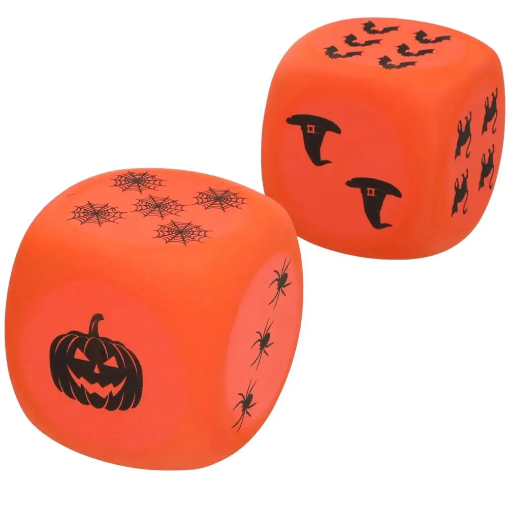 Soft Giant Orange Spooky Cube Colored Dice - 6" Outdoor Holiday Decorations, 2 Pcs Festive & Party Supplies (None-Marking Foam Construction)