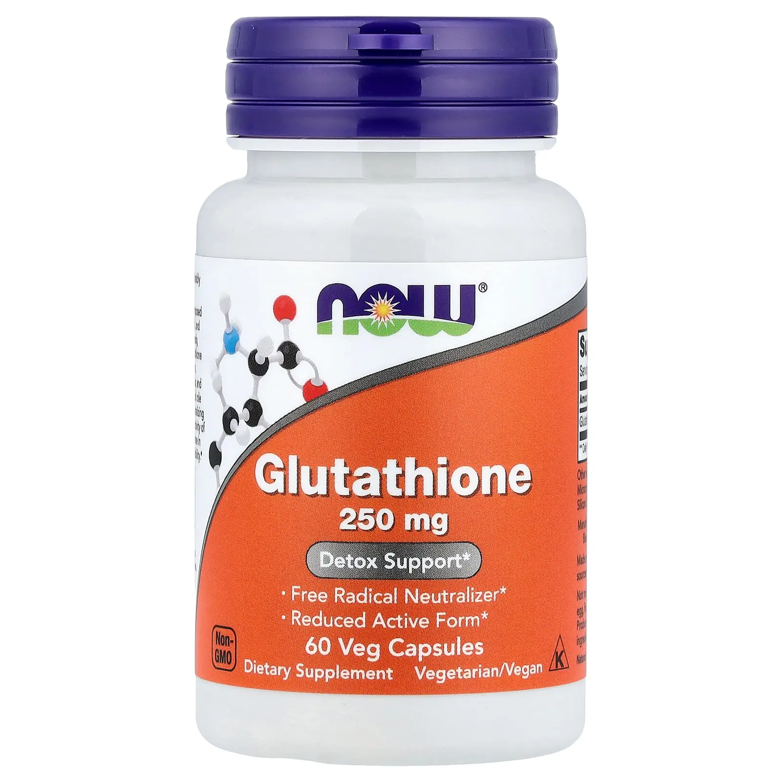 NOW Foods Glutathione, 250 mg, 60 Veg Capsules