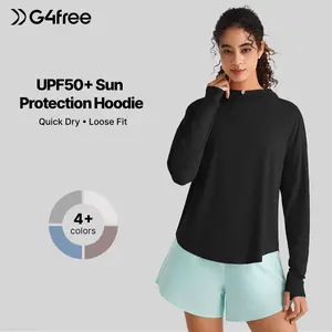 G4Free Lightbreeze UPF 50+ UV Long Sleeve Workout Shirts for Women - Sun Hoodie Loose Fit with Thumholes Hiking Casual