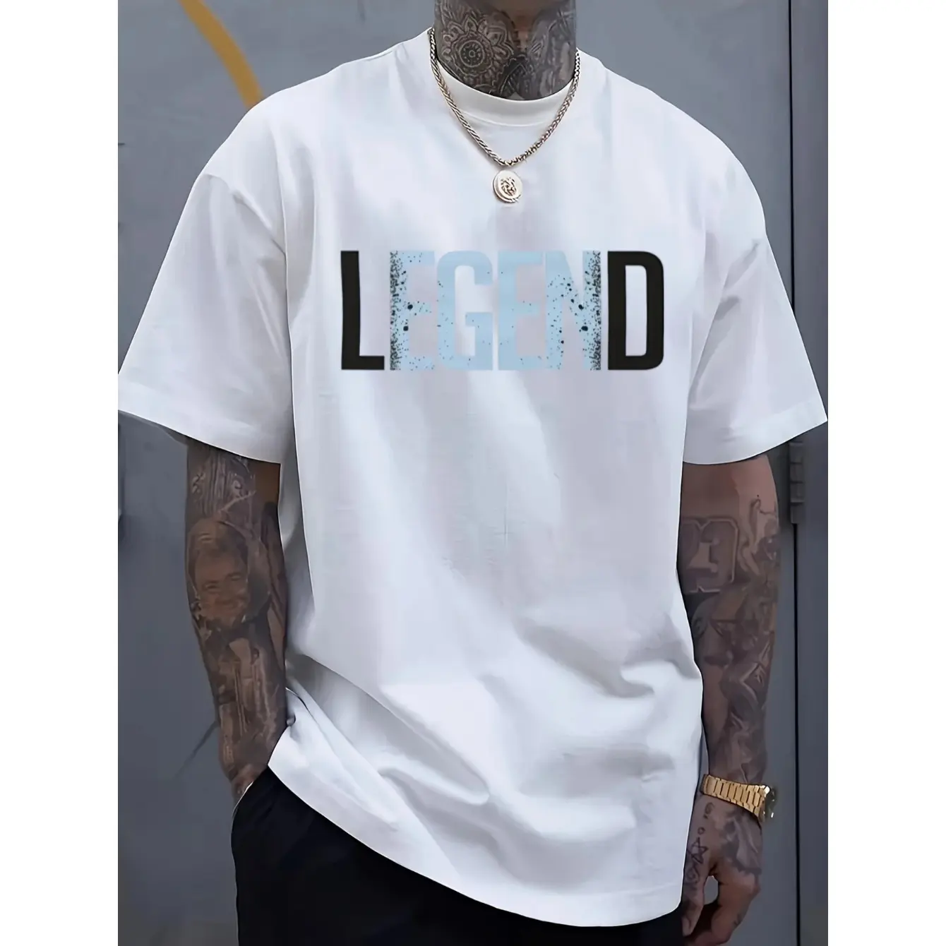 Men's Streetwear Graphic T-shirt in 100% Cotton, Draped Fit Unisex Casual Top with Round Neck and Short Sleeves, Breathable for All Seasons, Fitted, Consult Chart