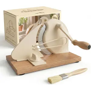 Sourdough Bread Slicer for Homemade Bread & Bagels, Adjustable Thickness Hand Crank Bread  with Anti-Jam Guide Plate, Solid  Base & Rust-Proof 430 Stainless Steel