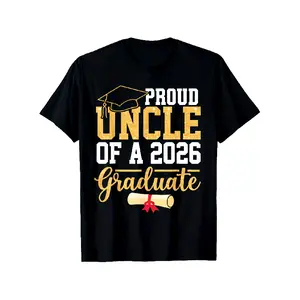 Men'S & Women'S Proud Uncle of a 2026 Graduate T-Shirt - Black Crew Neck Vintage Graduation Cap & Diploma Graphic Print, Soft Breathable Regular Fit, Class of 2026 Gift for Niece/Nephew, Unisex Casual Comfortable Graduation Apparel